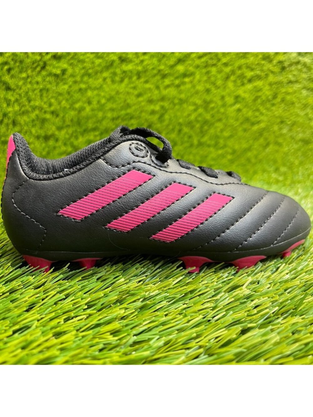 Adidas Goletto VIII FG Girls Size 10K Black Pink Running Leather‎ Soccer Cleats